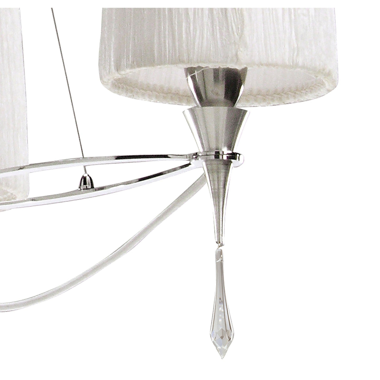 Lucca 65cm 3 Light Crystal Chandelier - Chrome With White Shades