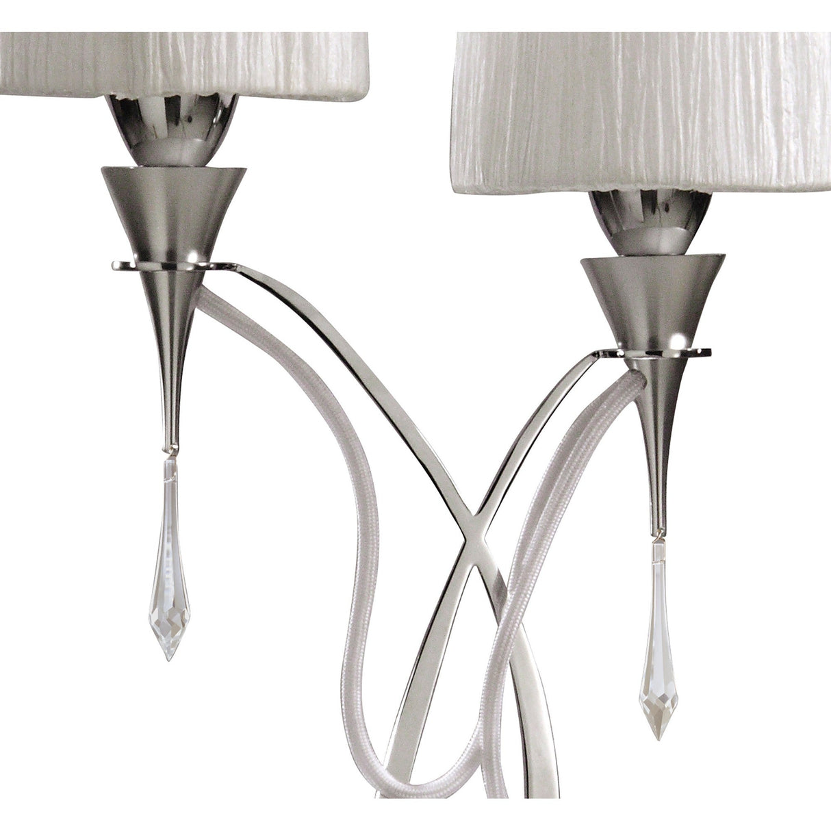 Lucca 2 Light Crystal Table Lamp - Chrome With White Shade