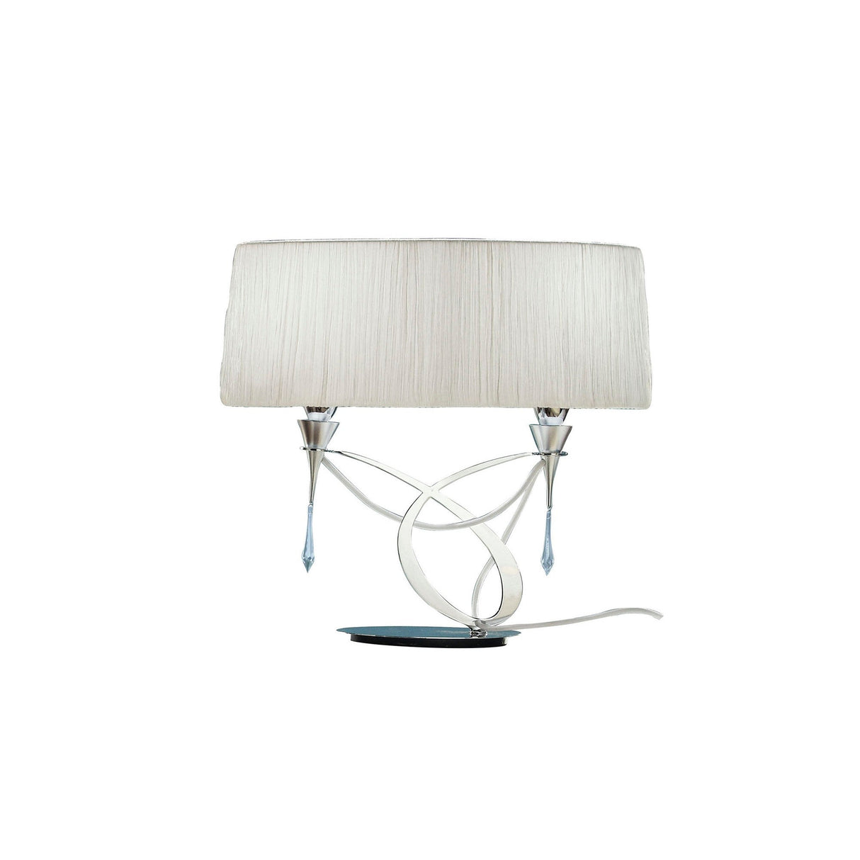 Lucca Small 2 Light Crystal Table Lamp - Chrome With White Shade