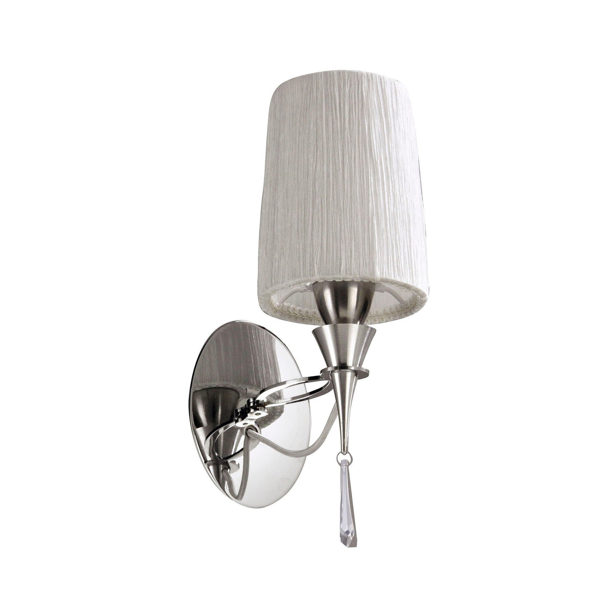 Lucca 1 Light Crystal Wall Light With Switch - Chrome With White Shade