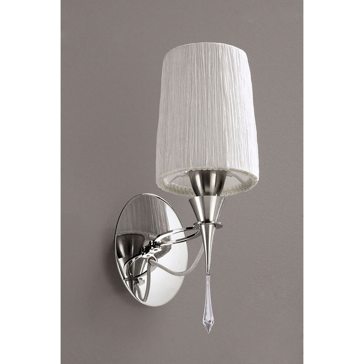 Lucca 1 Light Crystal Wall Light With Switch - Chrome With White Shade