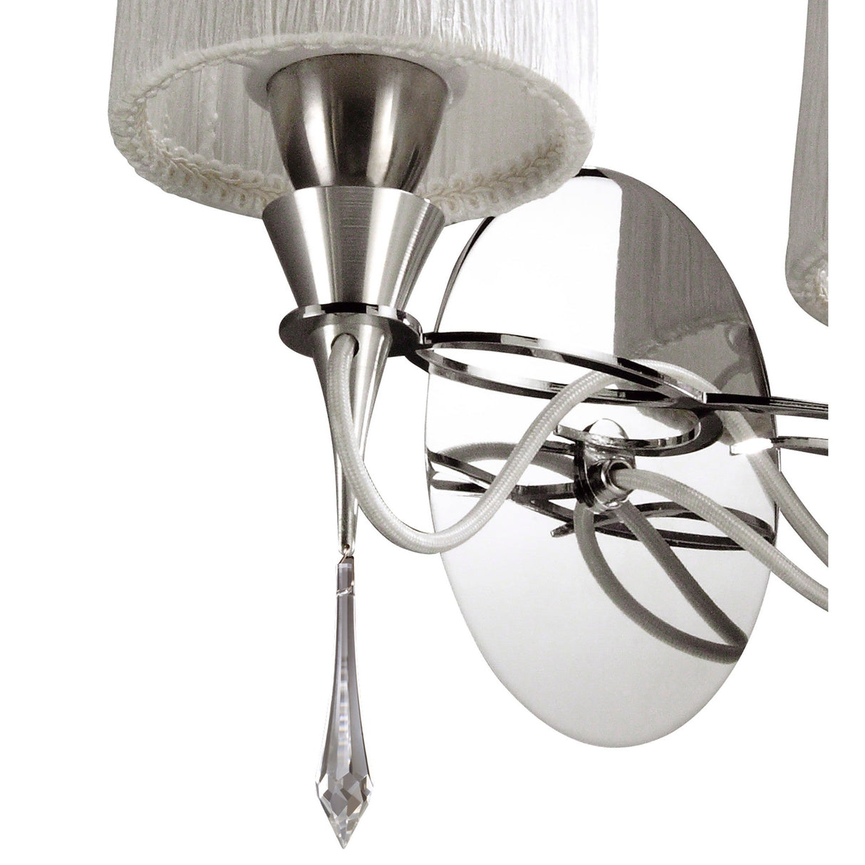 Lucca 2 Light Crystal Wall Light With Switch - Chrome With White Shades