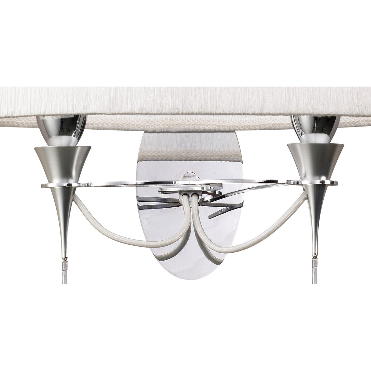 Lucca 2 Light Crystal Wall Light With Switch - Chrome With White Shade