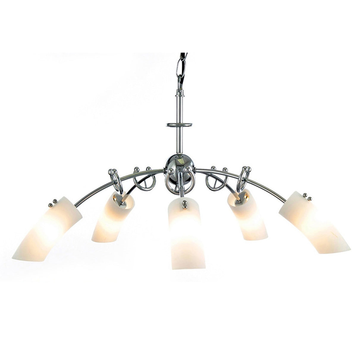 Lucia 64cm 5 Light Glass Chandelier/Semi-Flush - Chrome