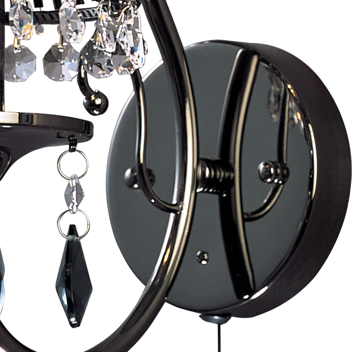 Luna 1 Light Crystal Wall Light With Switch - Black Chrome