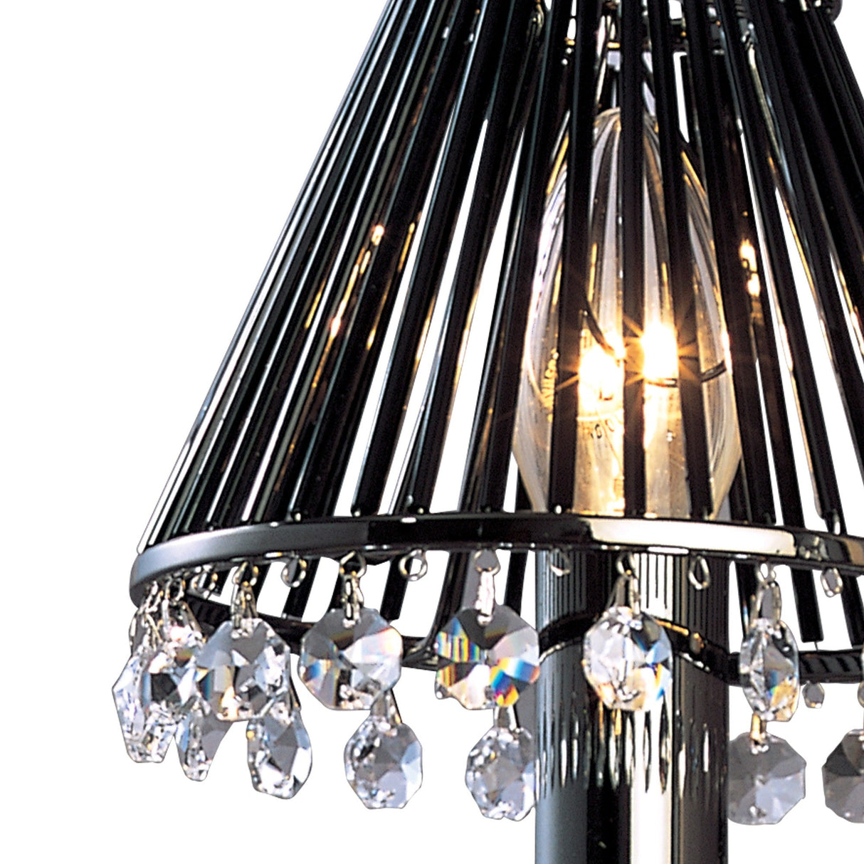 Luna 1 Light Crystal Wall Light With Switch - Black Chrome