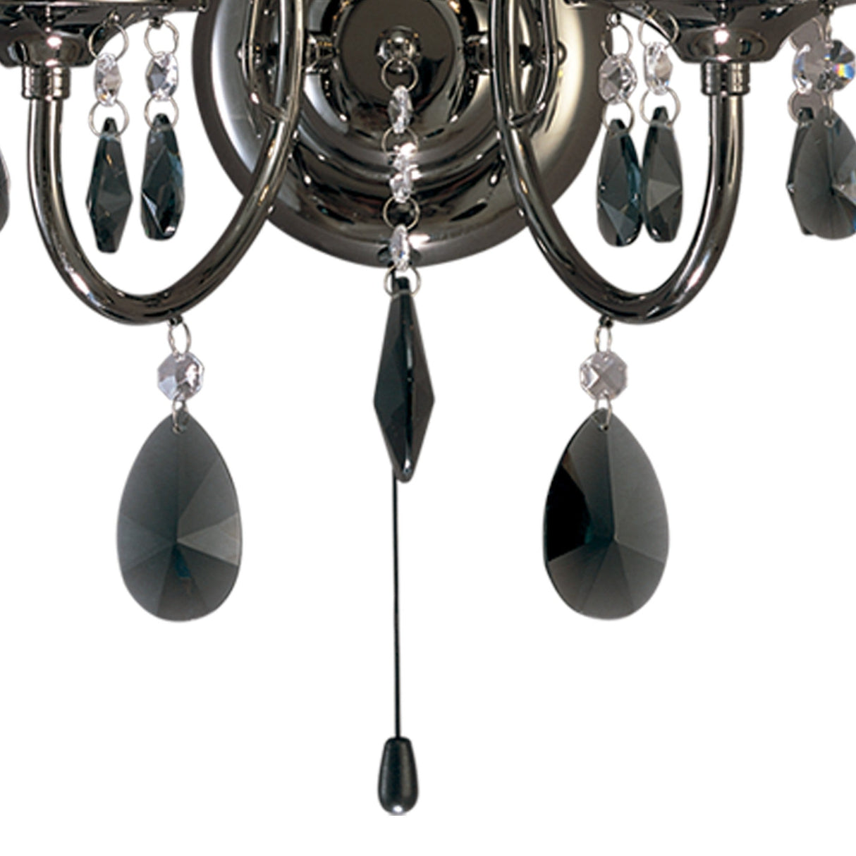 Luna 2 Light Crystal Wall Light With Switch - Black Chrome