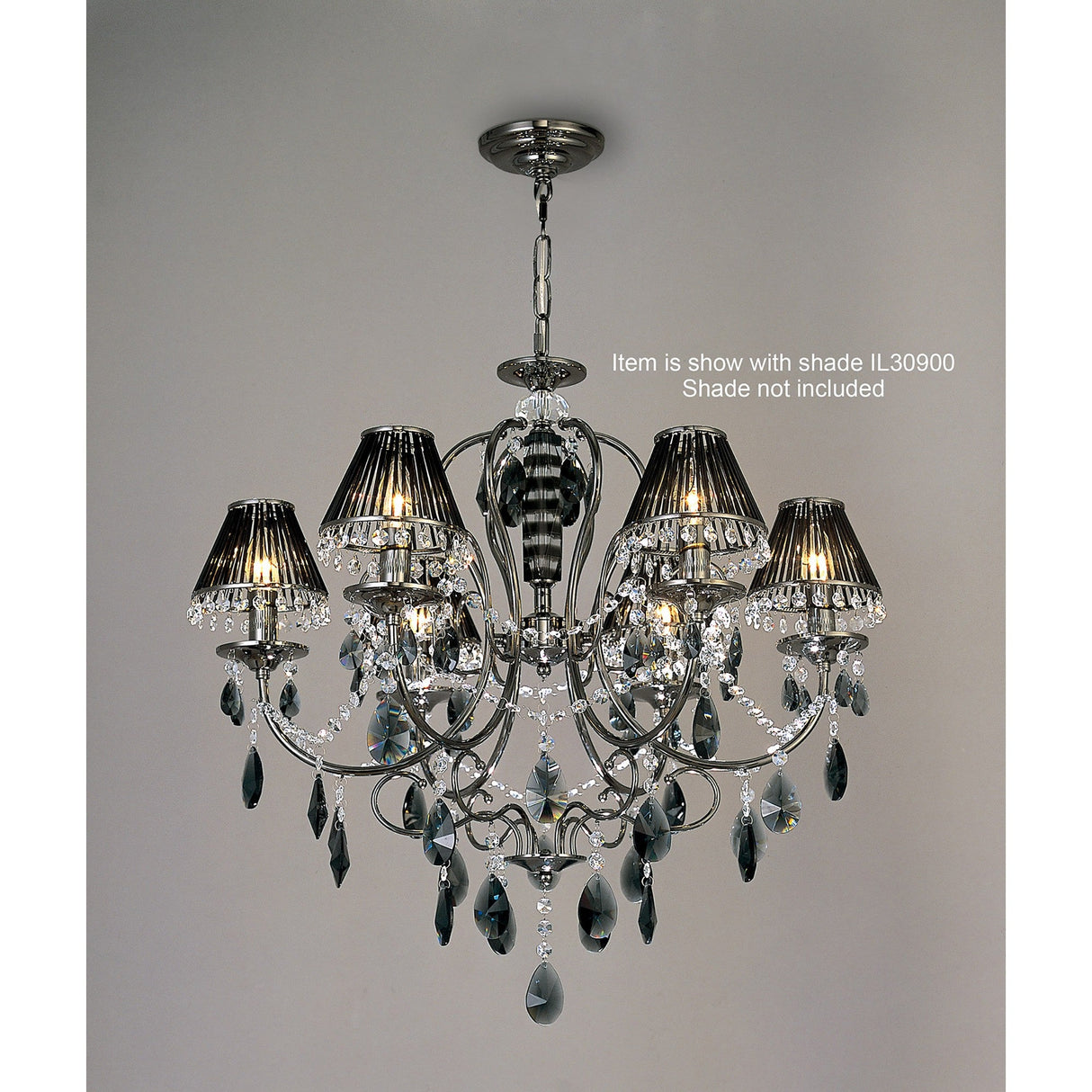 Luna 66cm 6 Light Crystal Chandelier - Black Chrome
