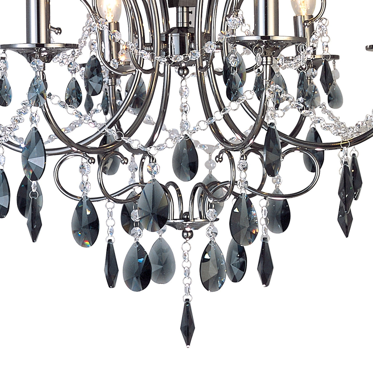 Luna 66cm 6 Light Crystal Chandelier - Black Chrome