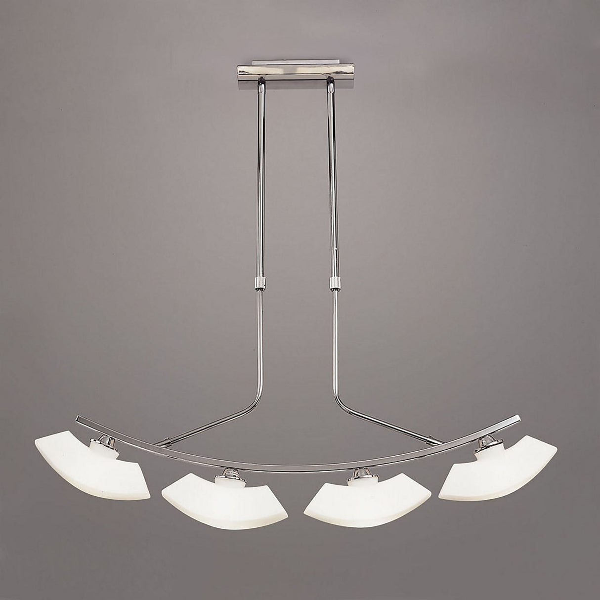 Lupa Telescopic 4 Light Curved Linear Suspension Light - Polished Chrome