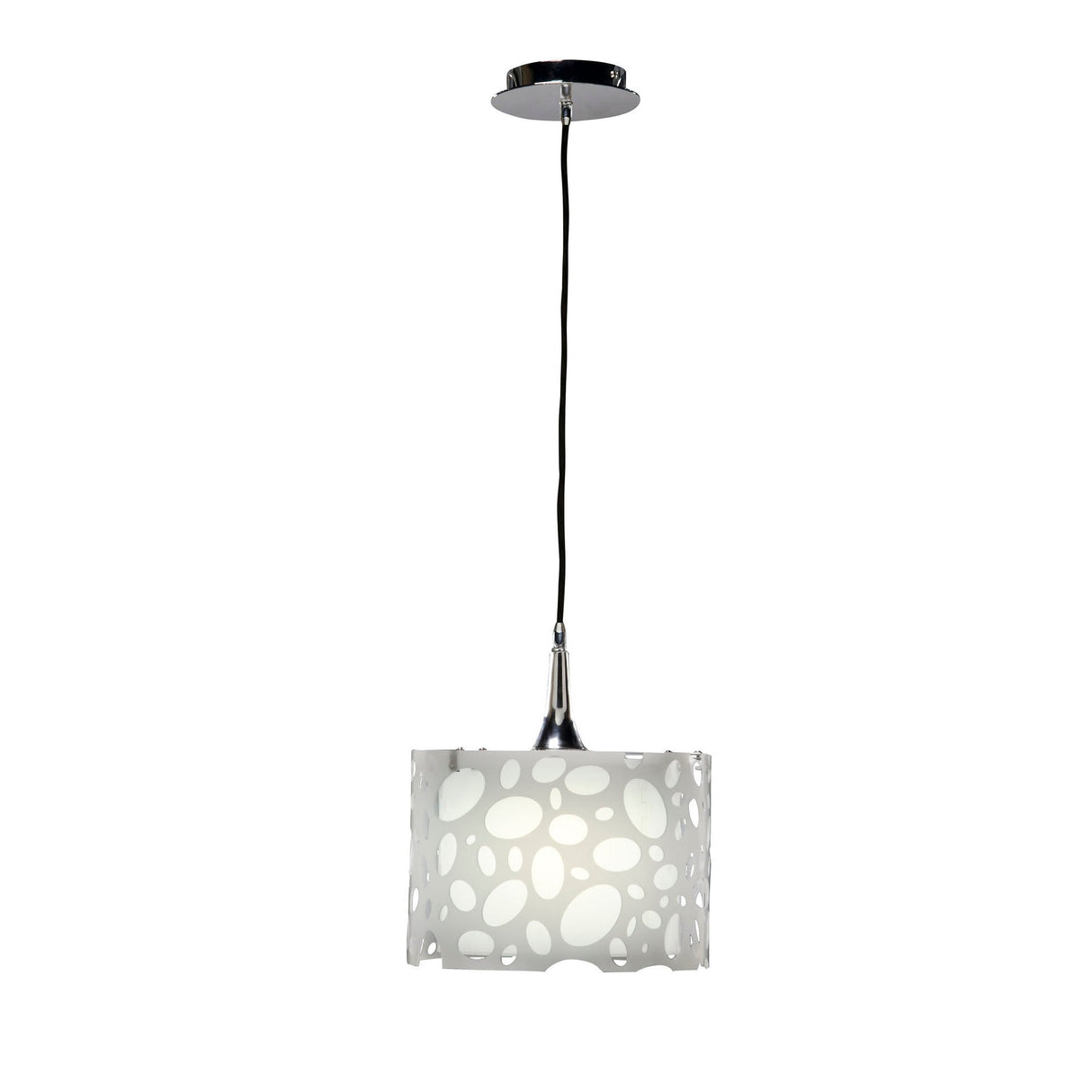 Lupin 25cm 1 Light Pendant Light - Gloss White & Polished Chrome
