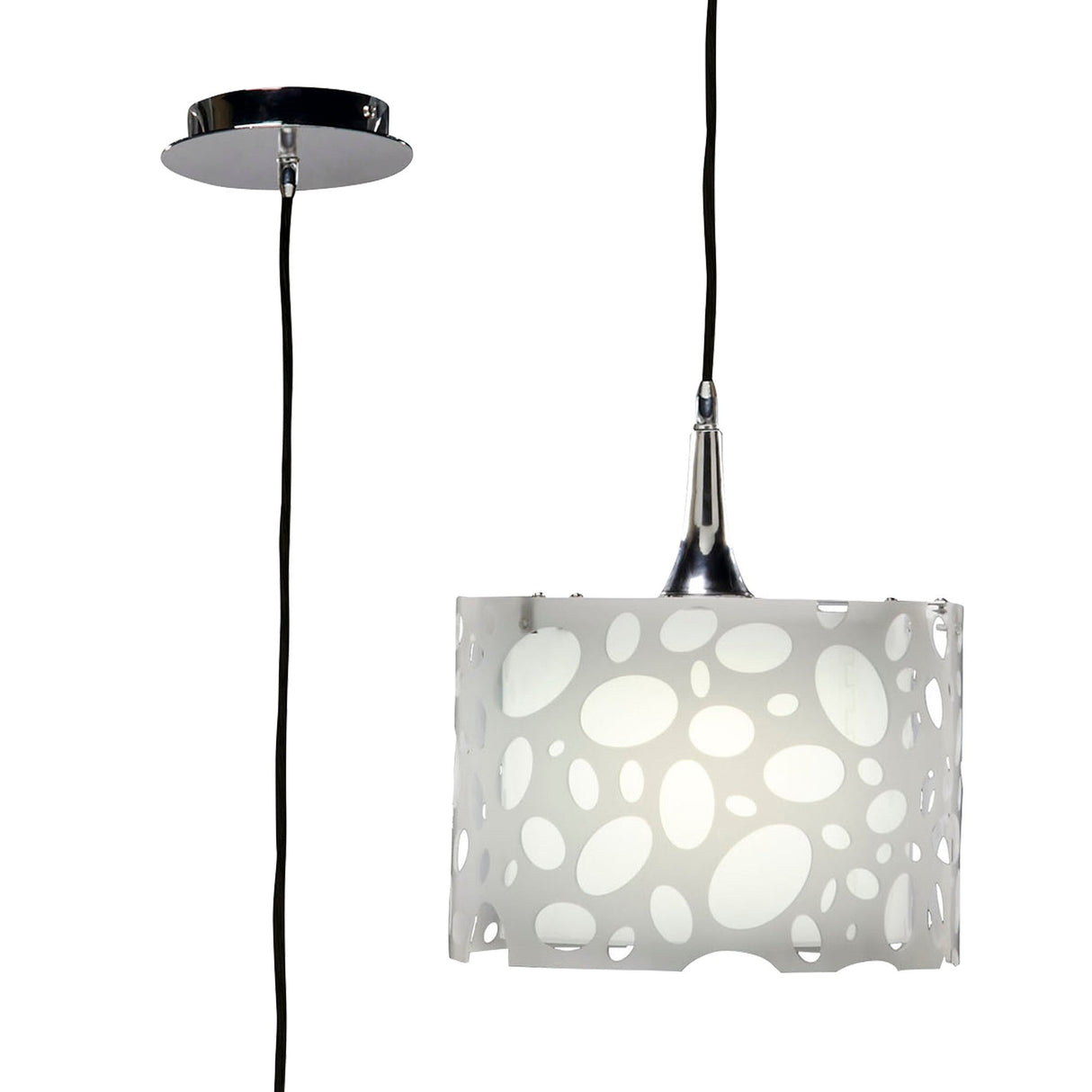 Lupin 25cm 1 Light Pendant Light - Gloss White & Polished Chrome