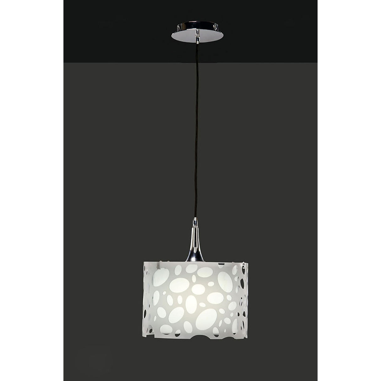 Lupin 25cm 1 Light Pendant Light - Gloss White & Polished Chrome