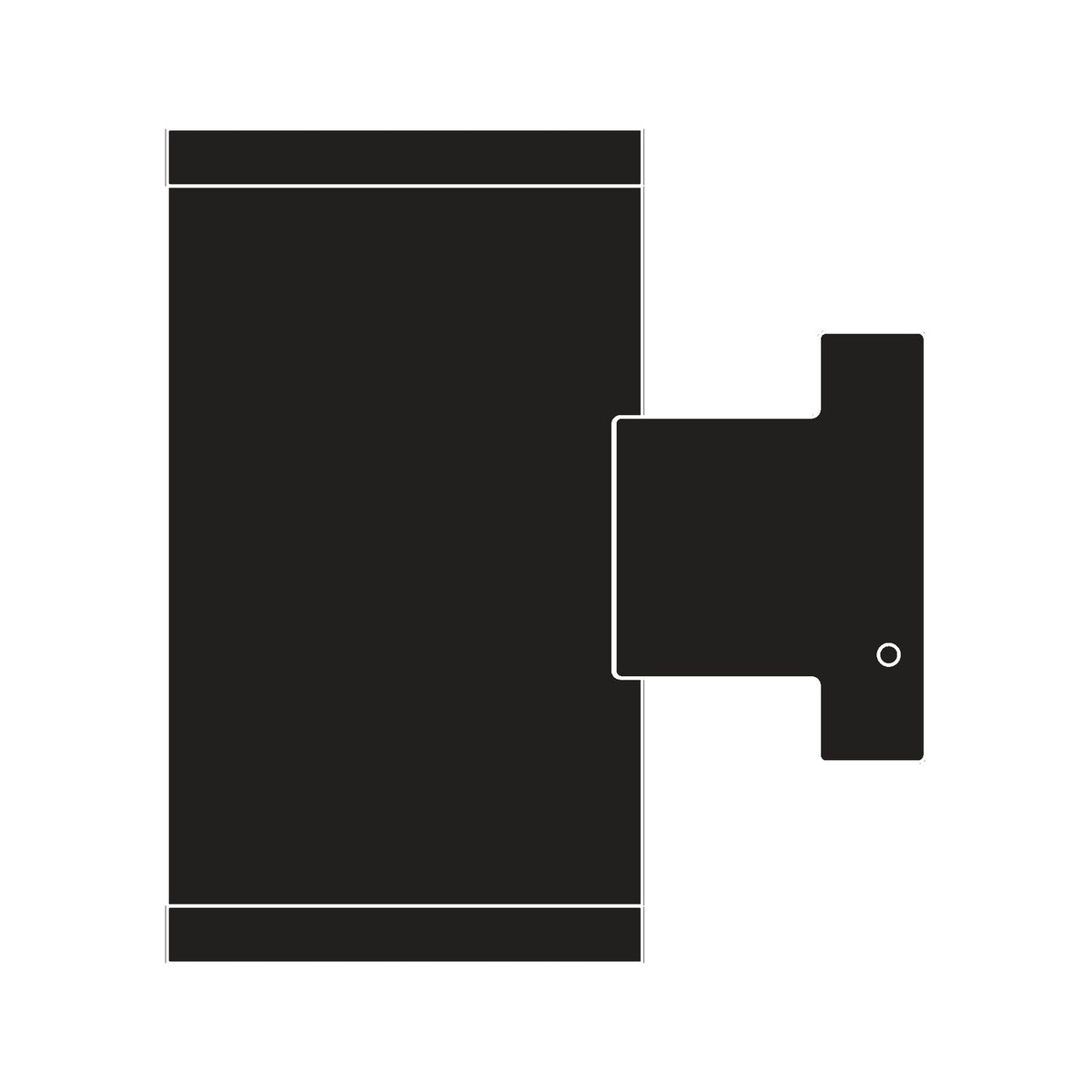 Lyras 80.1 cast aluminium outdoor up & down wall light in graphite grey, rectangular backplate with side mounting bracket, fits 2 x GU10, shown on a plain white background.