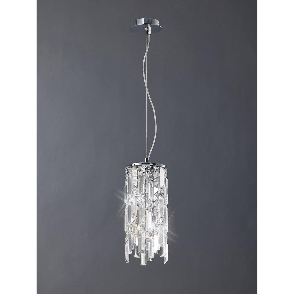 Maddison 2 Light Cylinder Crystal Pendant Light – Polished Chrome