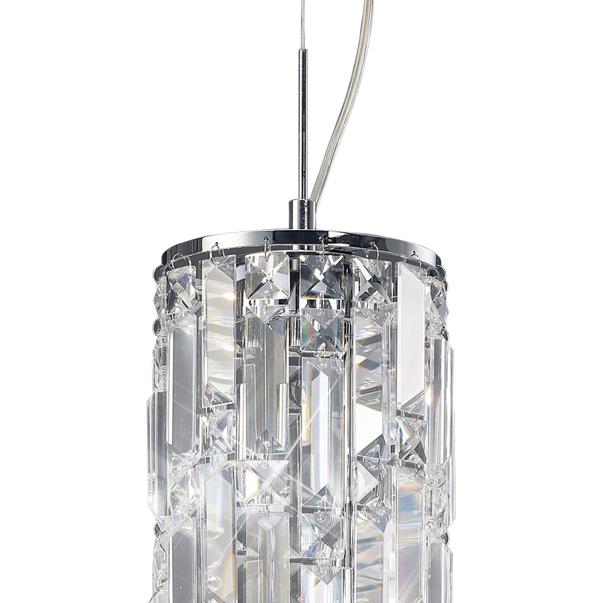 Maddison 2 Light Cylinder Crystal Pendant Light – Polished Chrome