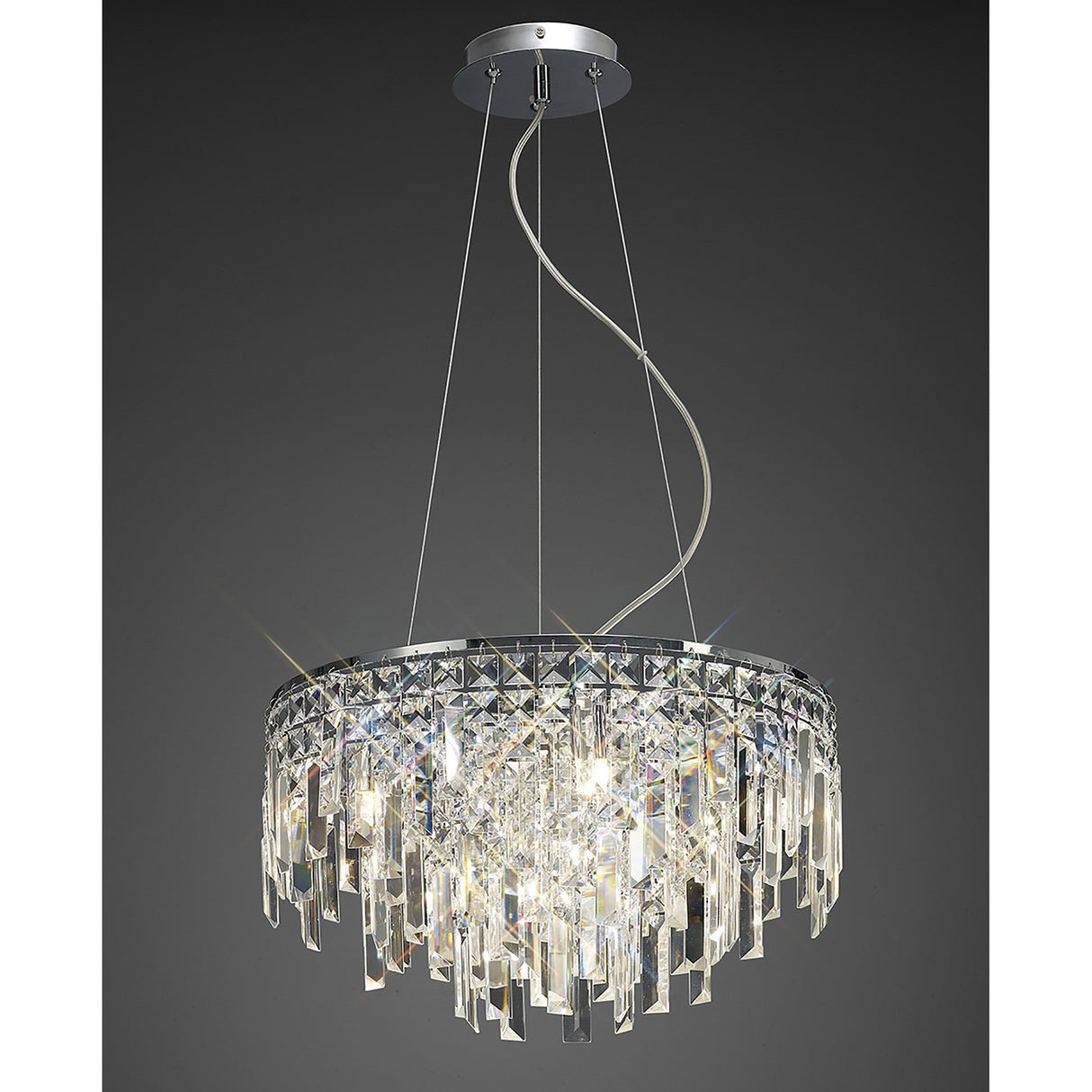 Maddison 42cm Round 6 Light Crystal Chandelier - Polished Chrome