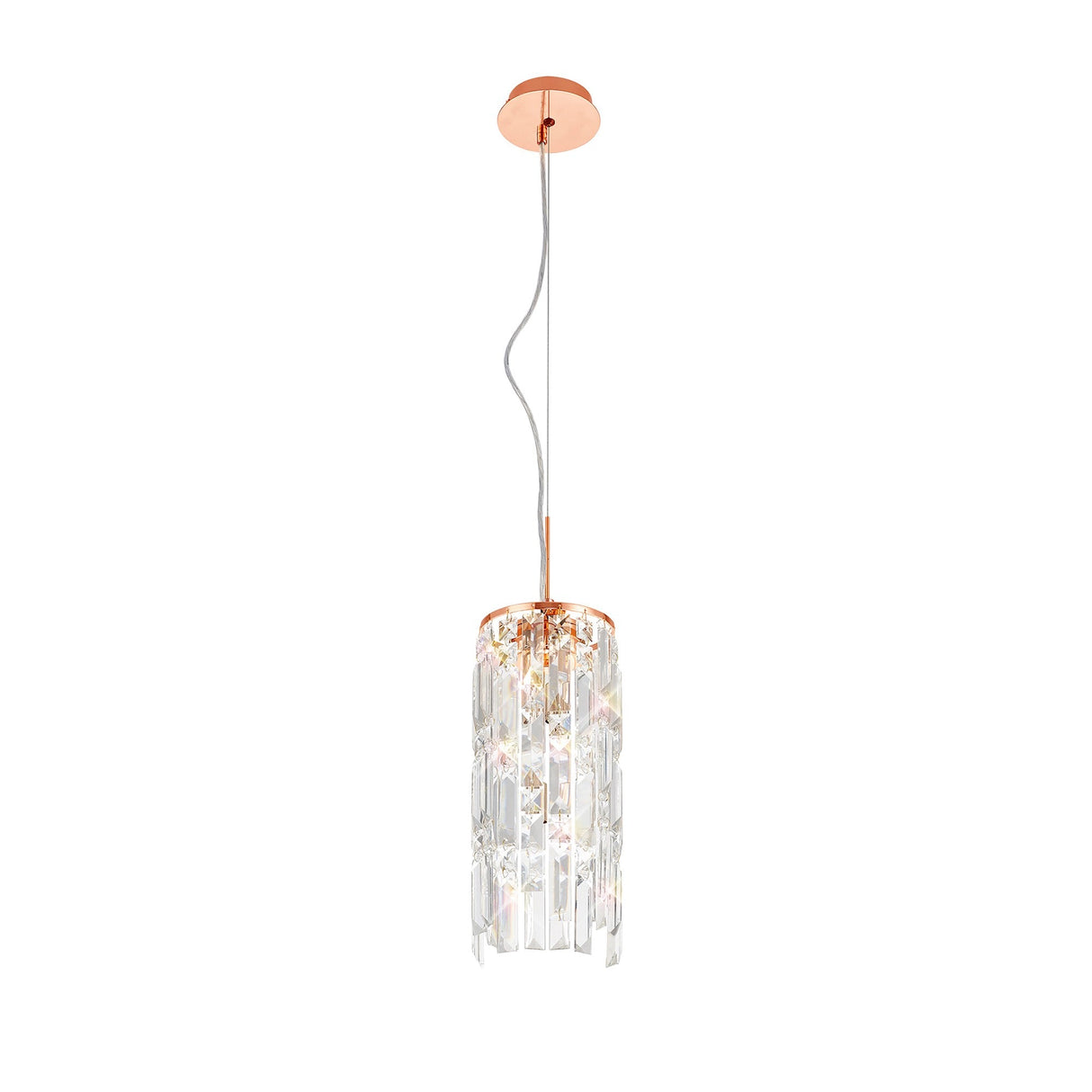 Maddison 2 Light Cylinder Crystal Pendant Light – Rose Gold
