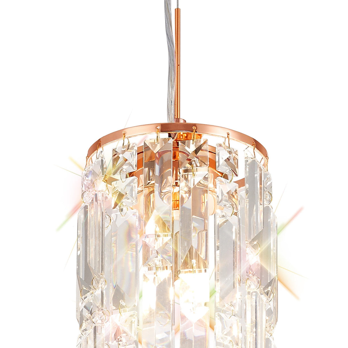 Maddison 2 Light Cylinder Crystal Pendant Light – Rose Gold