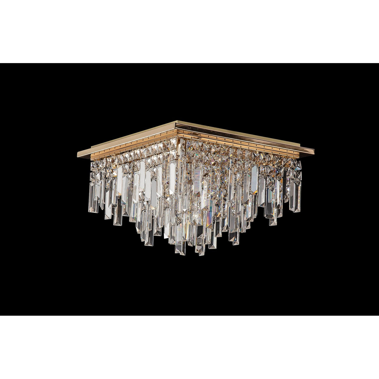 Maddison 6 Light Square Crystal Flush Ceiling Light - French Gold