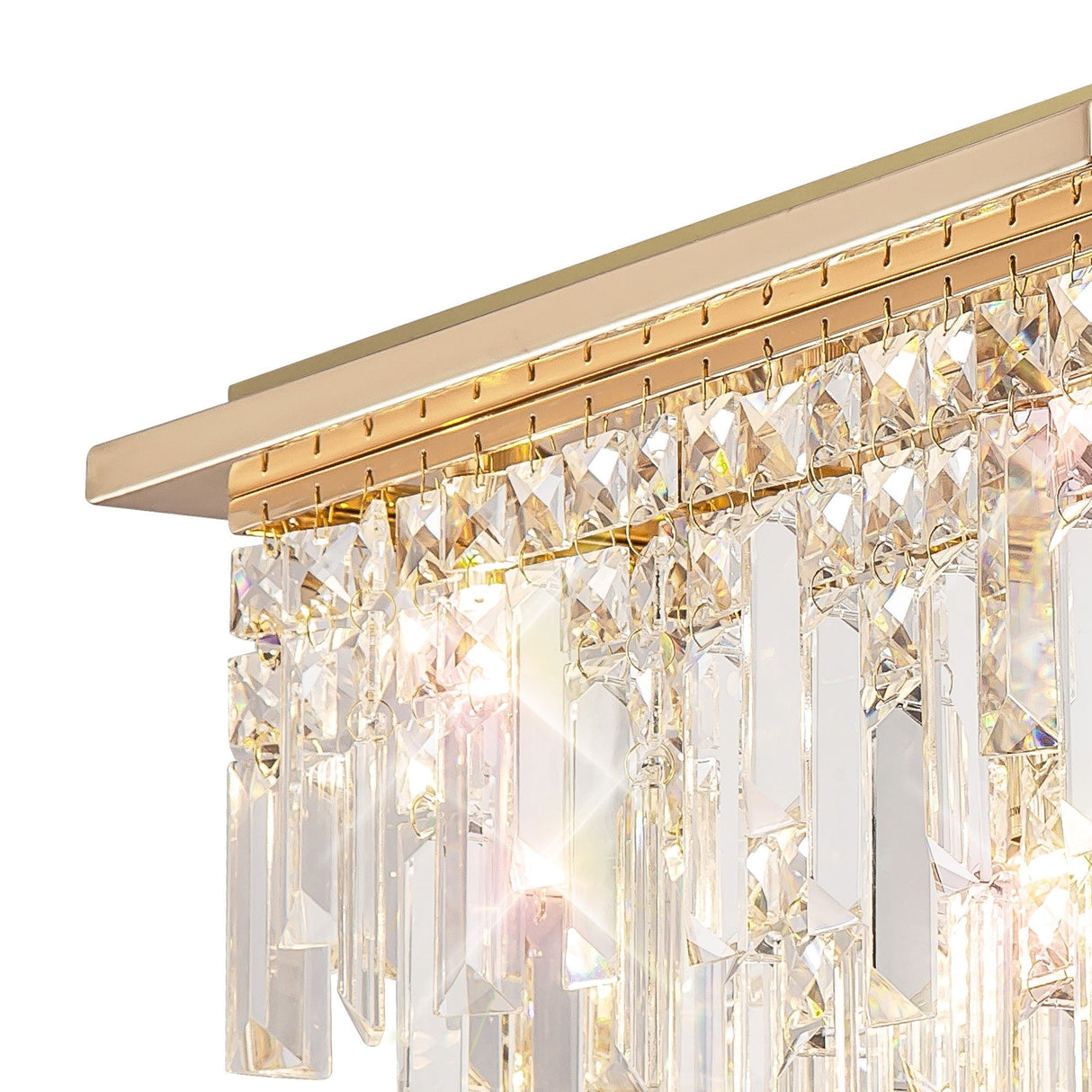 Maddison 6 Light Square Crystal Flush Ceiling Light - French Gold