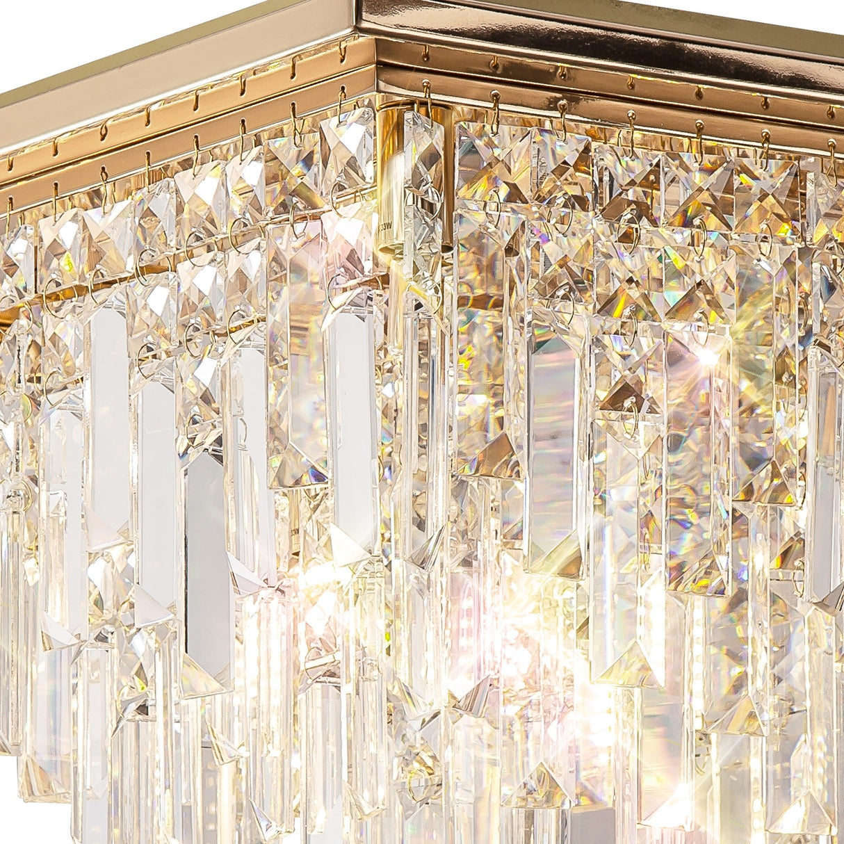 Maddison 6 Light Square Crystal Flush Ceiling Light - French Gold