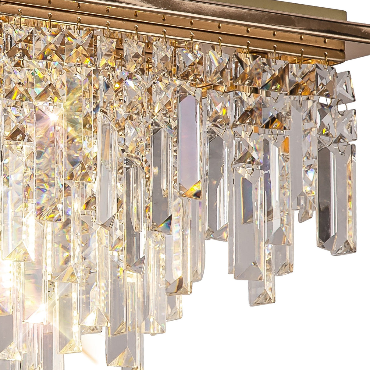 Maddison 6 Light Square Crystal Flush Ceiling Light - French Gold