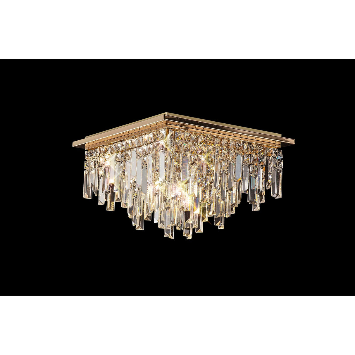 Maddison 6 Light Square Crystal Flush Ceiling Light - French Gold