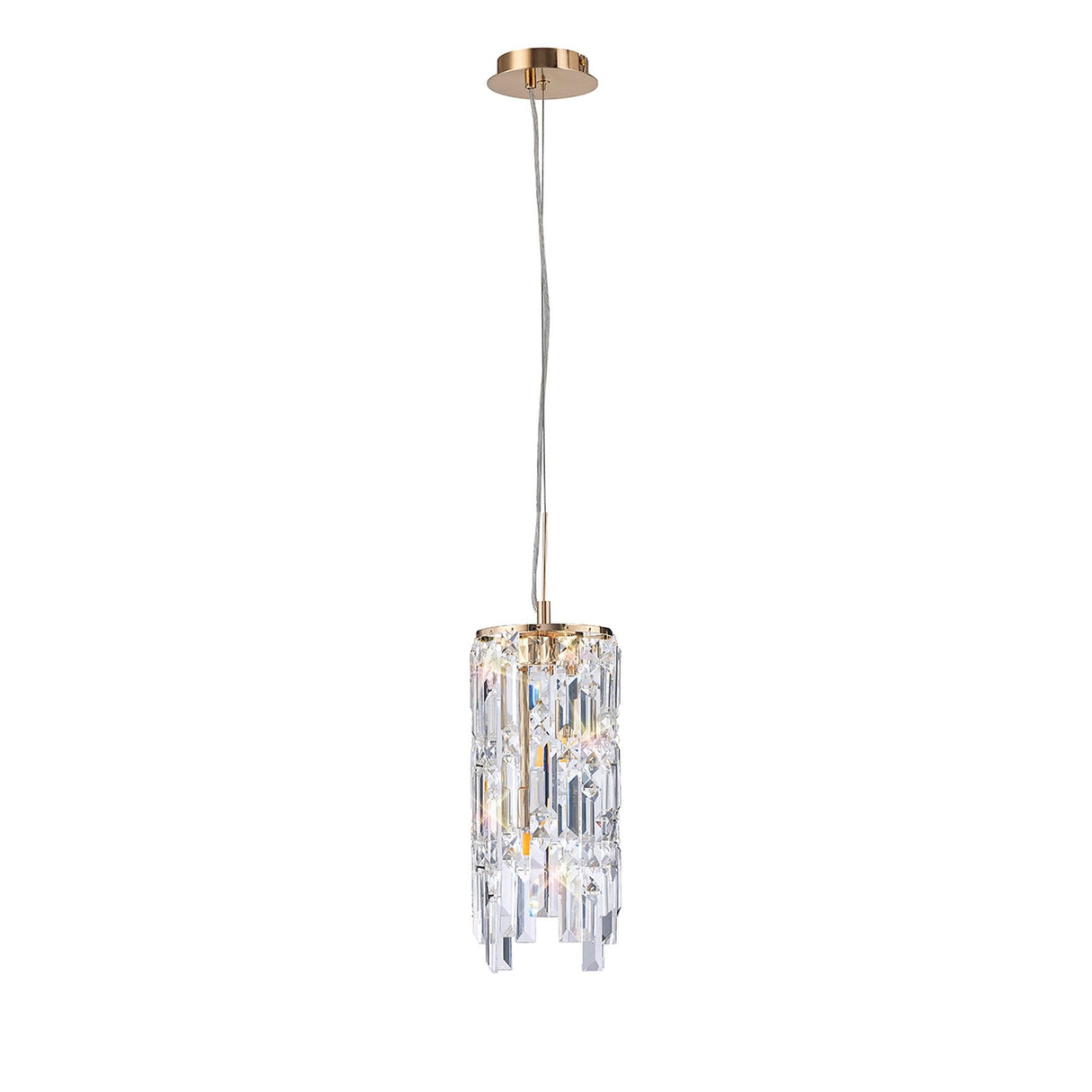 Maddison 2 Light Cylinder Crystal Pendant Light – French Gold