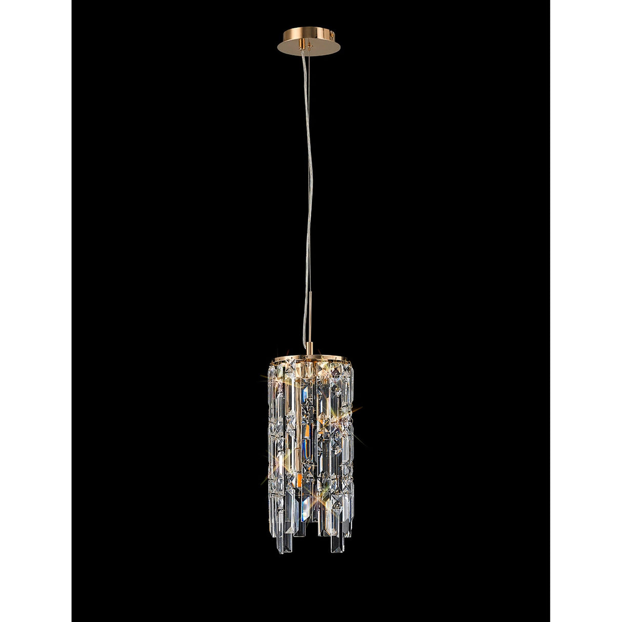 Maddison 2 Light Cylinder Crystal Pendant Light – French Gold