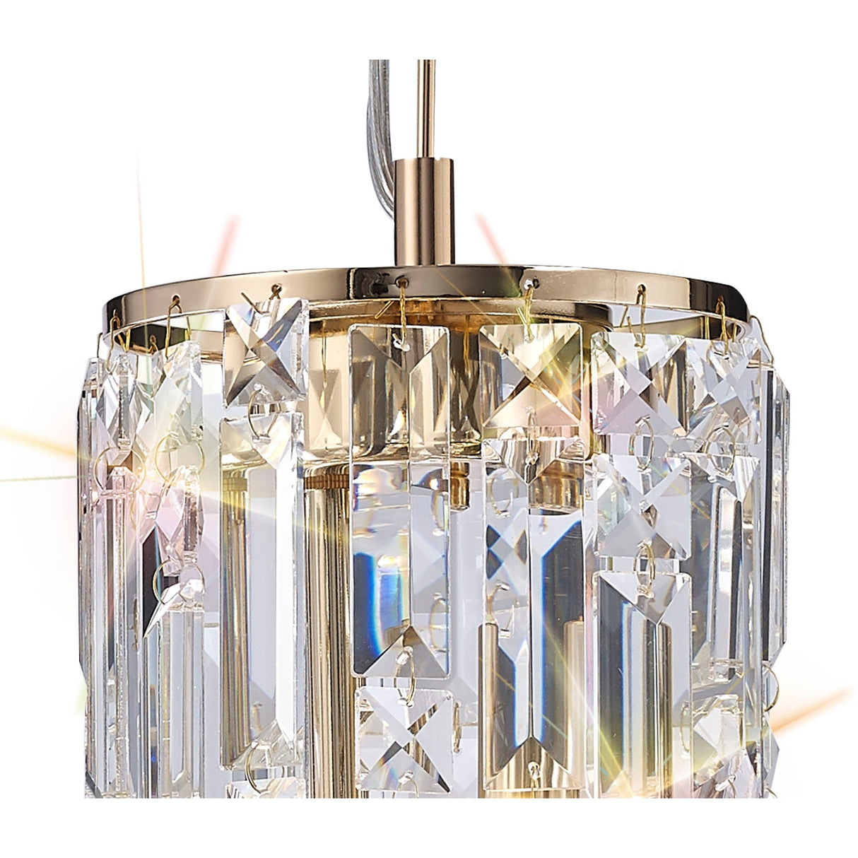 Maddison 2 Light Cylinder Crystal Pendant Light – French Gold