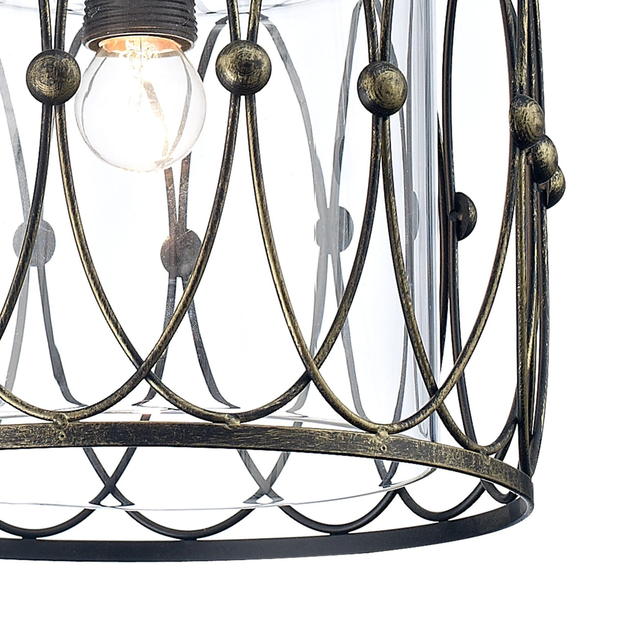 Malcolm 31cm 1 Light Pendant Light - Black & Clear