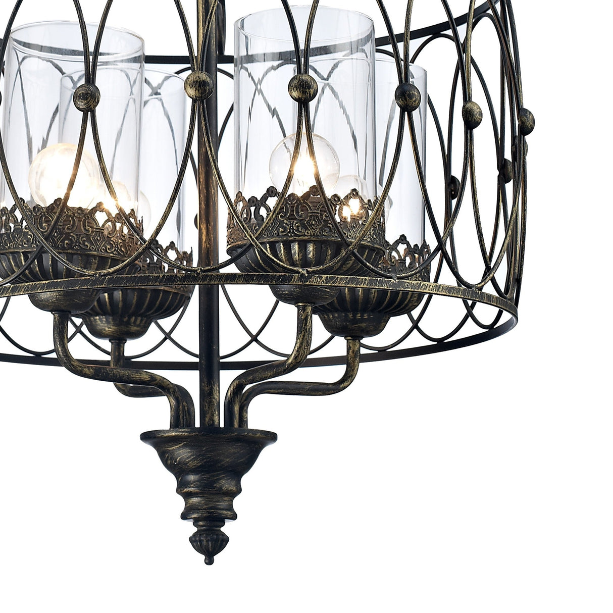 Malcolm 46cm 4 Light Glass Chandelier - Black & Gold