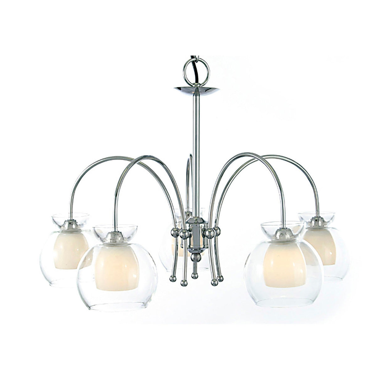 Malvina 64cm 5 Light Glass Chandelier/Semi Flush - Polished Chrome
