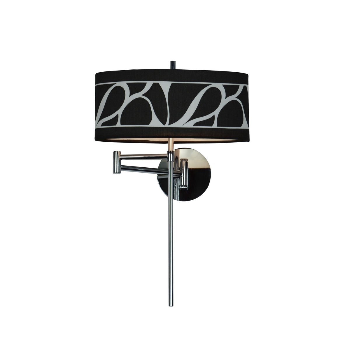 Manhattan 1 Light Swing Arm Wall Light - Chrome With Black Shade