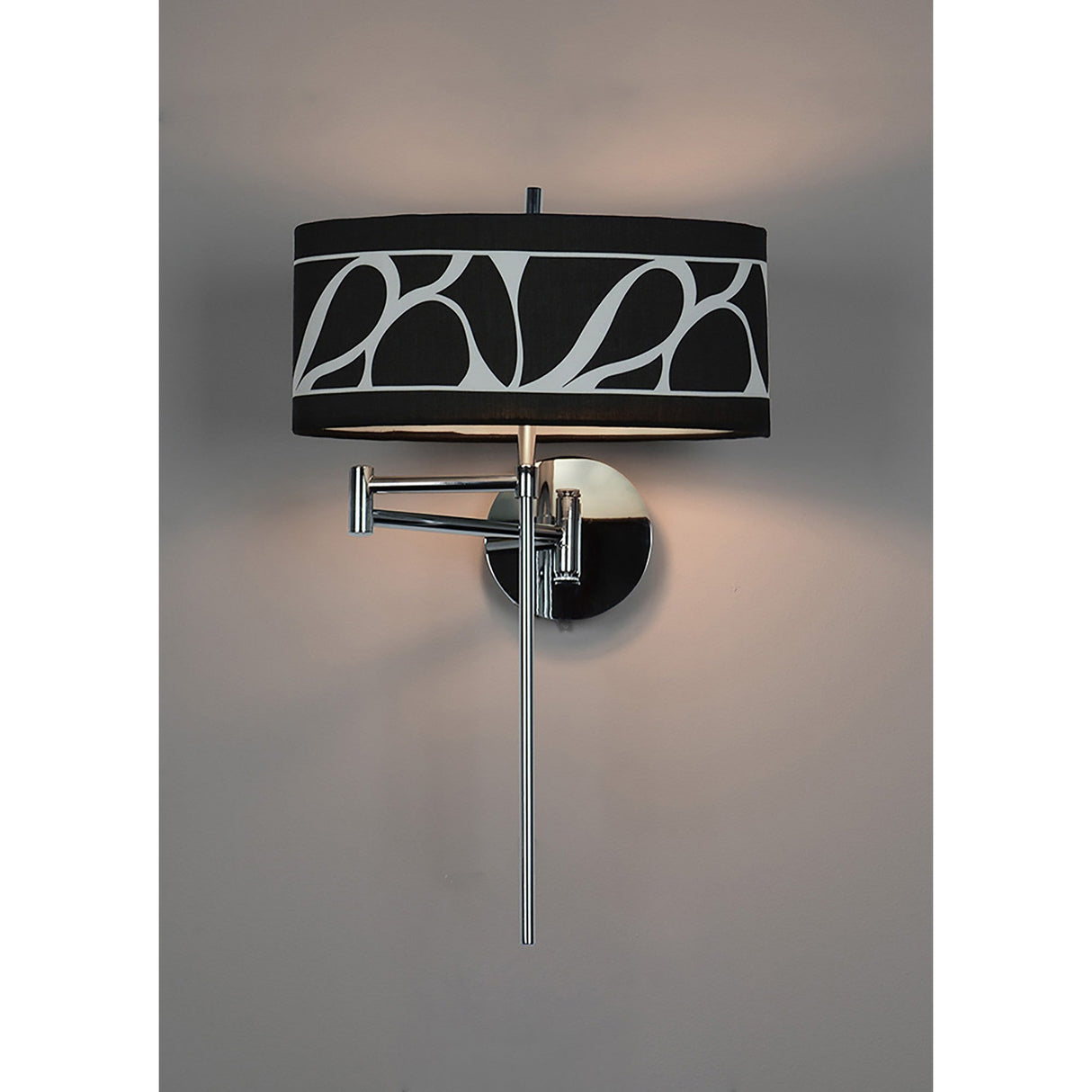 Manhattan 1 Light Swing Arm Wall Light - Chrome With Black Shade