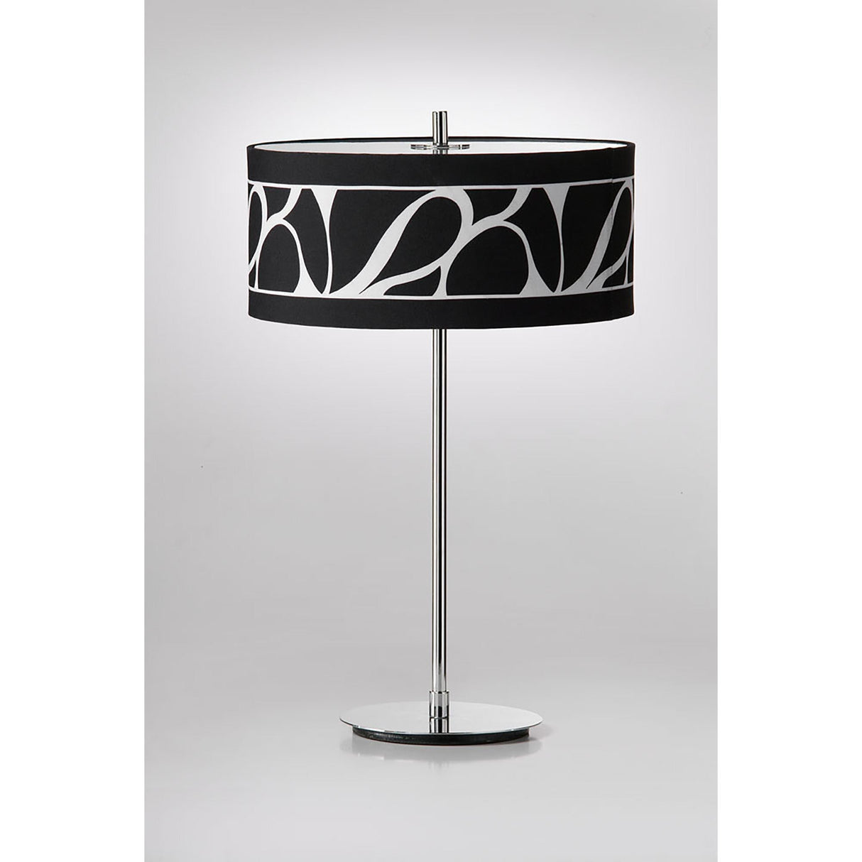 Manhattan 2 Light Frosted Glass Table Lamp - Chrome With Black Shade