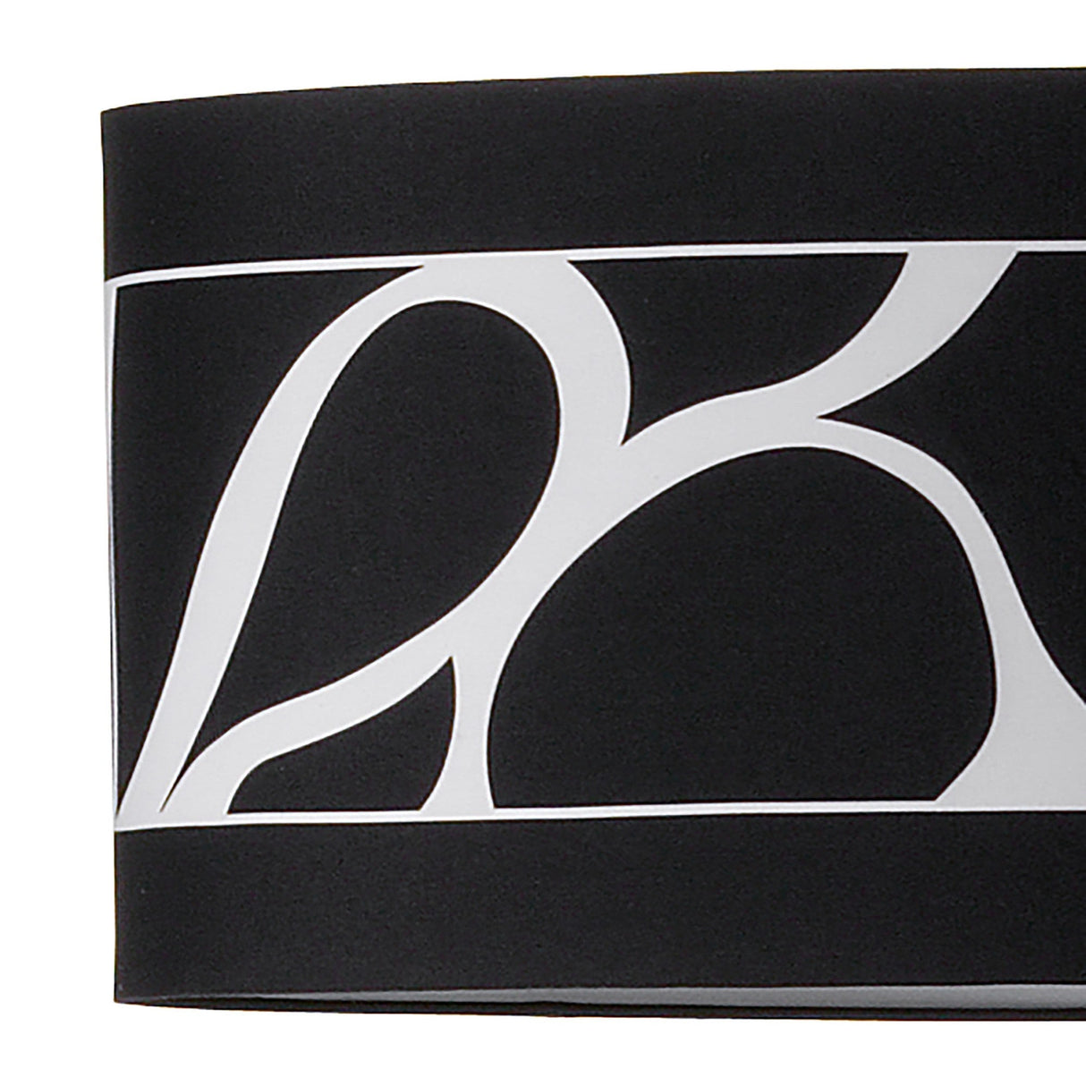 A close-up of the Manhattan 3 Light Floor Lamp - Chrome With Black Shade shows an abstract white curvy line design creating organic, flowing shapes across the lamp’s surface.