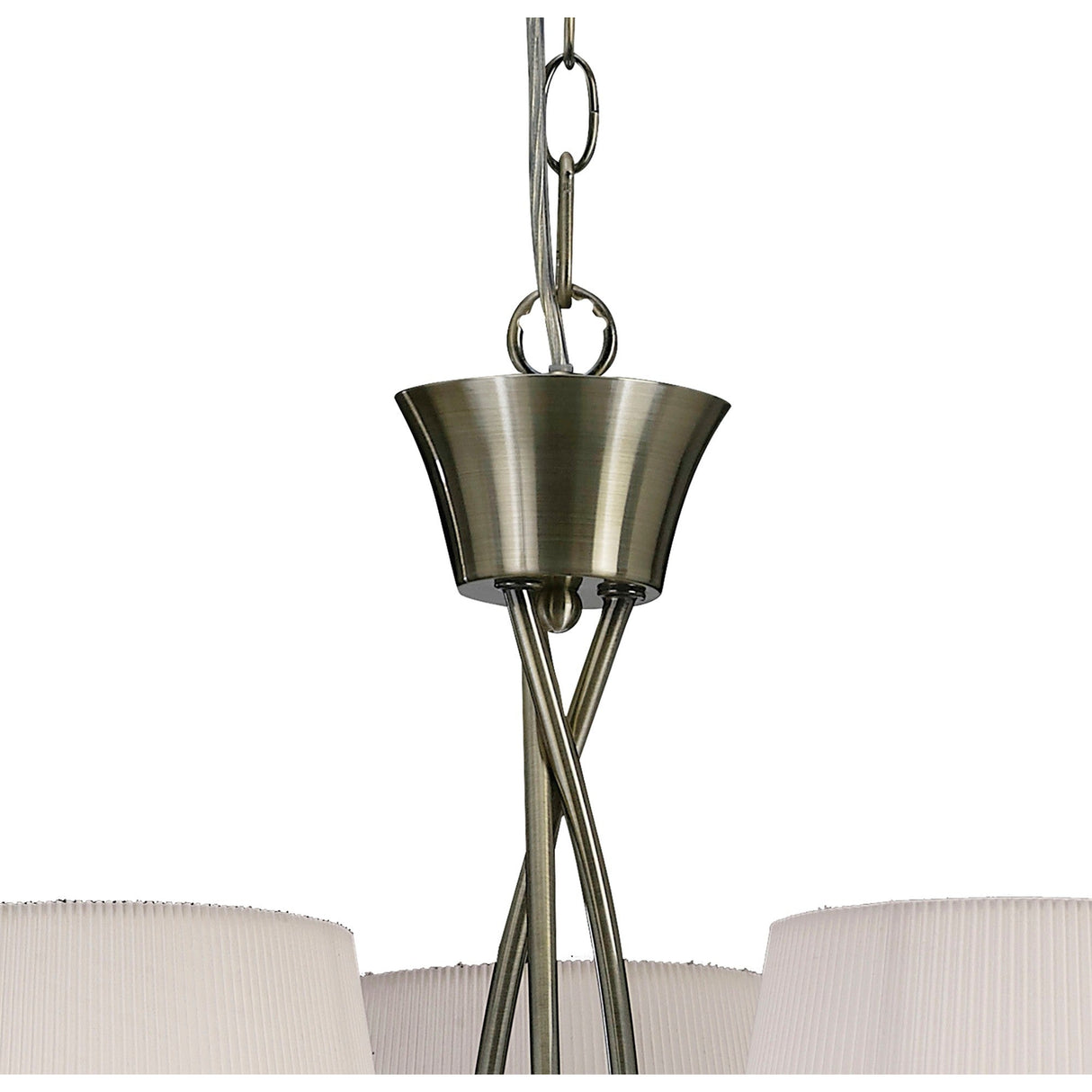 Mara 64cm 3 Light Chandelier - Antique Brass With White Shades