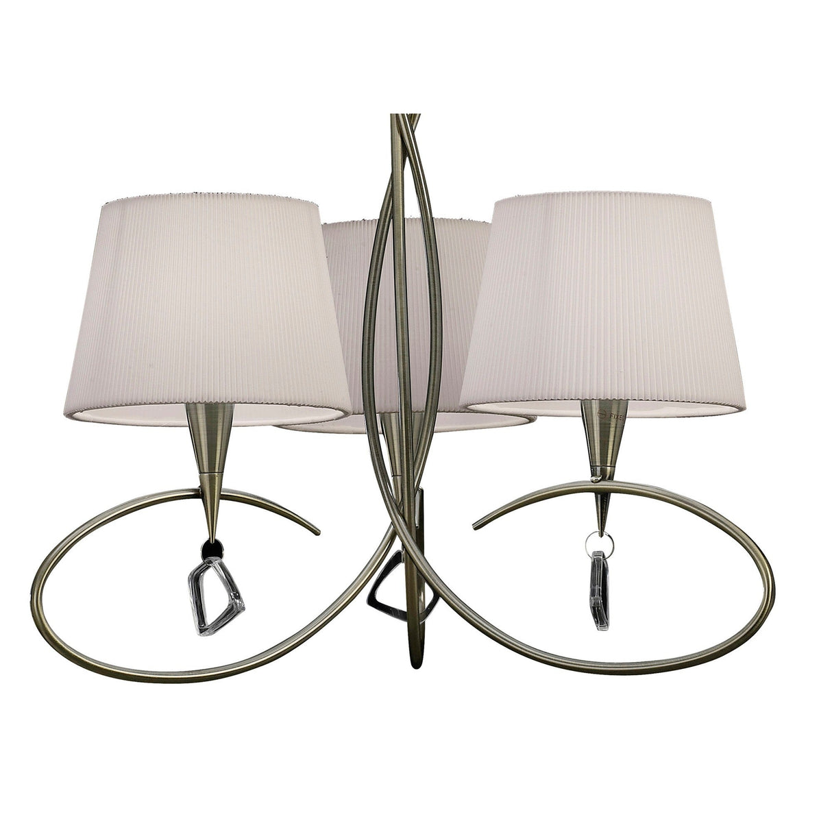 Mara 64cm 3 Light Chandelier - Antique Brass With White Shades