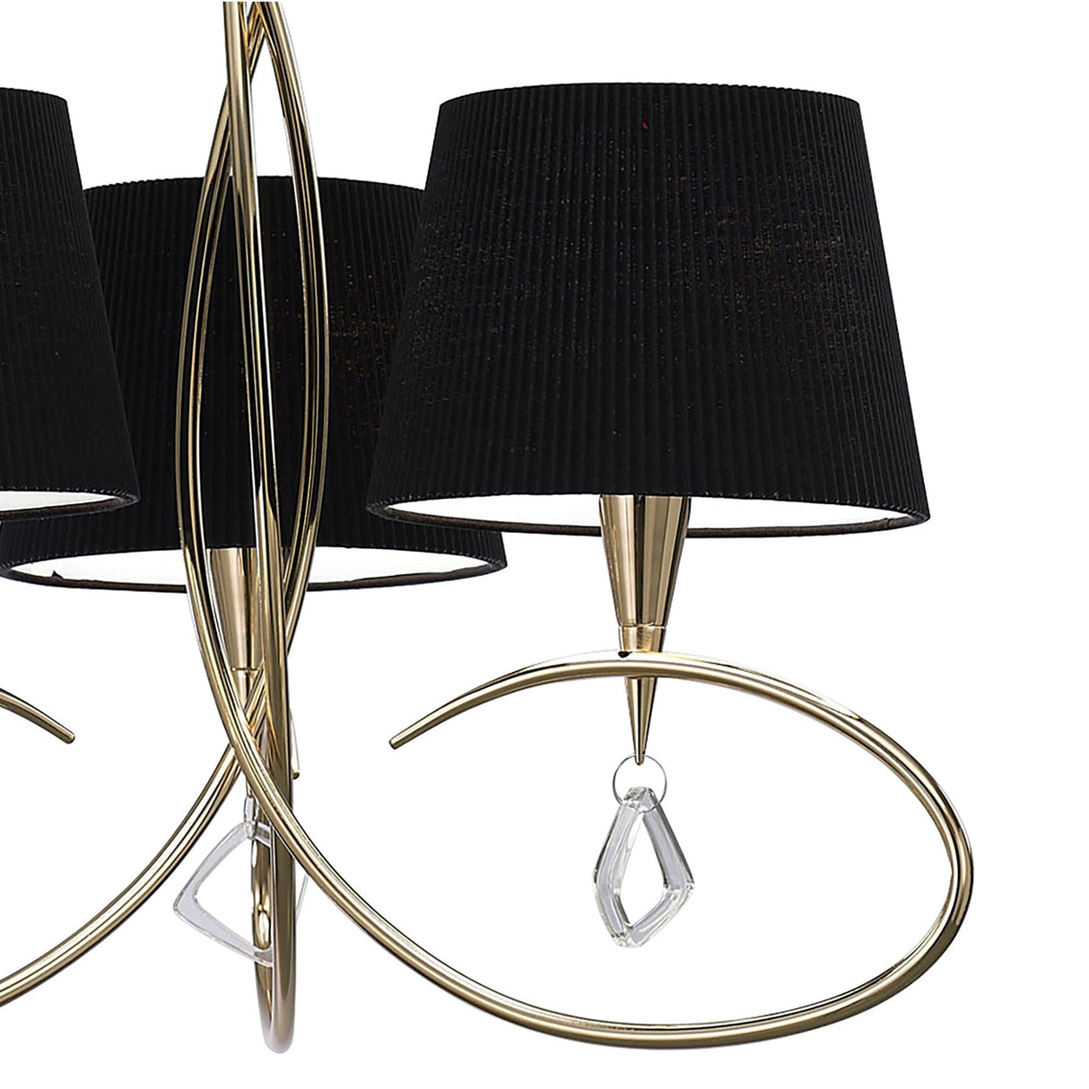 Mara 64cm 3 Light Chandelier - French Gold With Black Shades