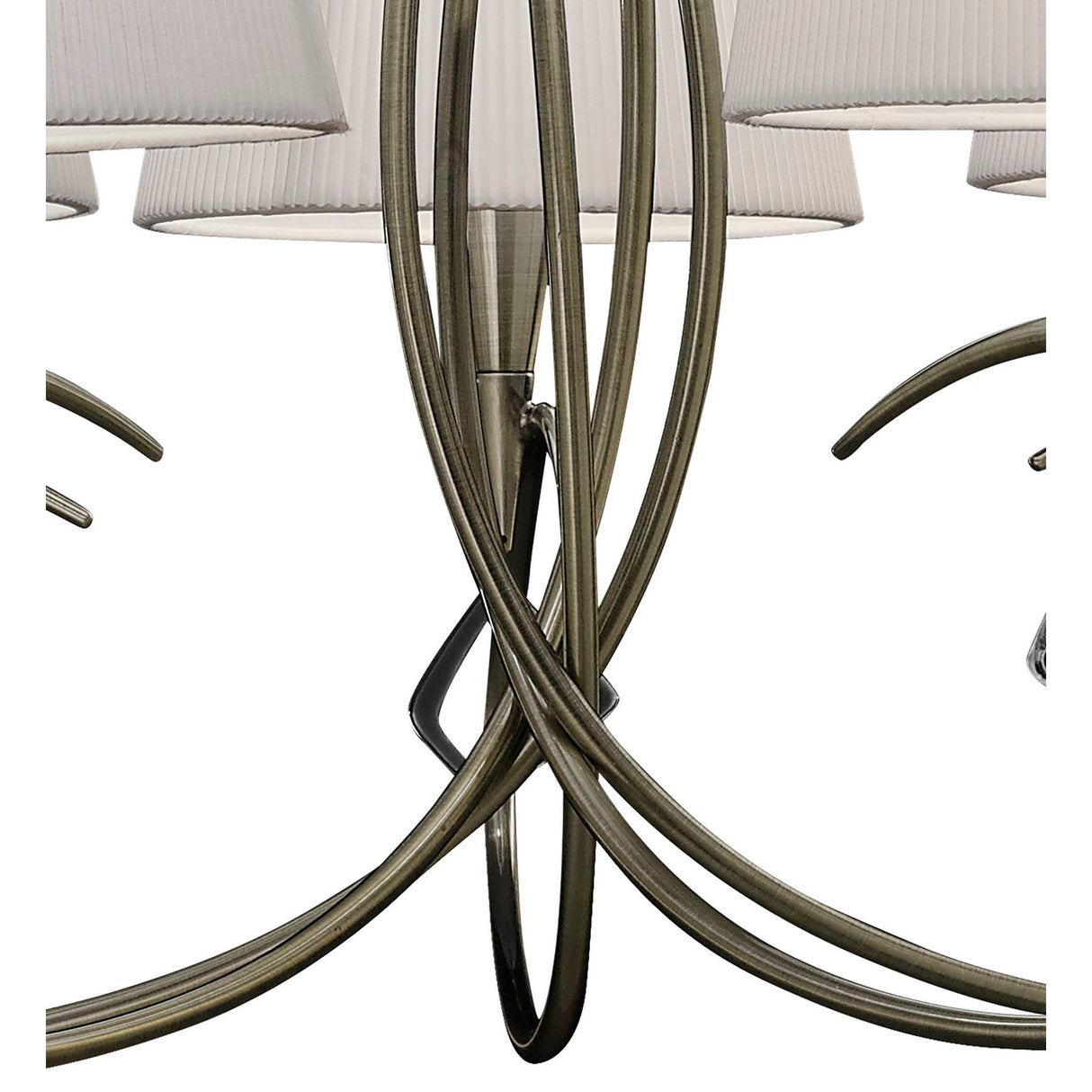 Mara 78cm 5 Light Chandelier - Antique Brass With White Shades