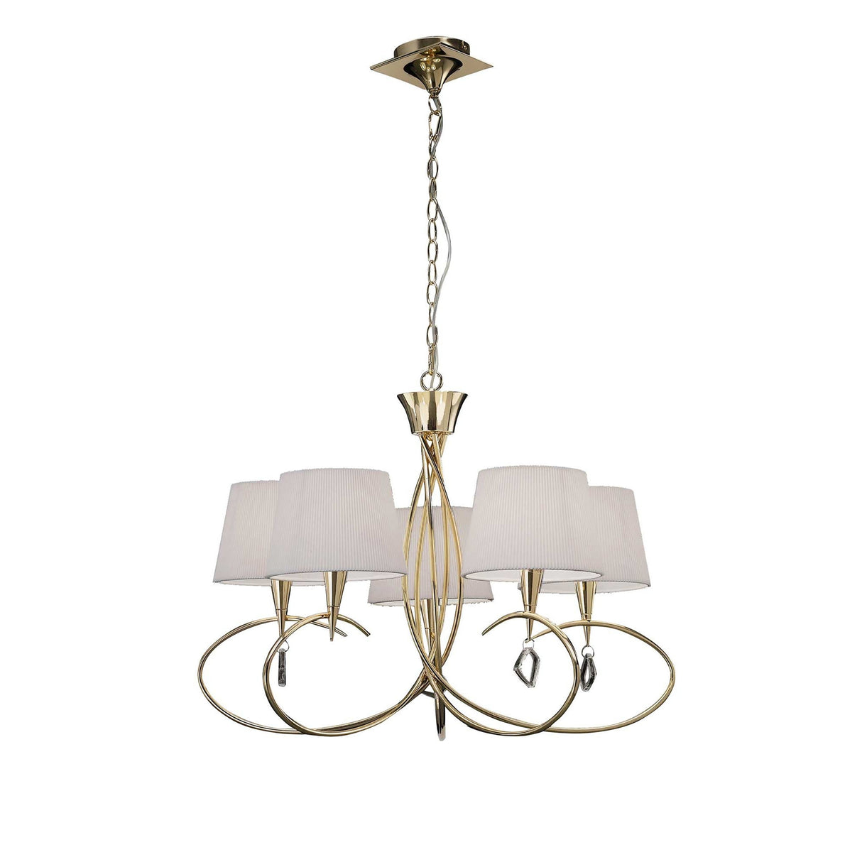 Mara 78cm 5 Light Chandelier - French Gold With White Shades