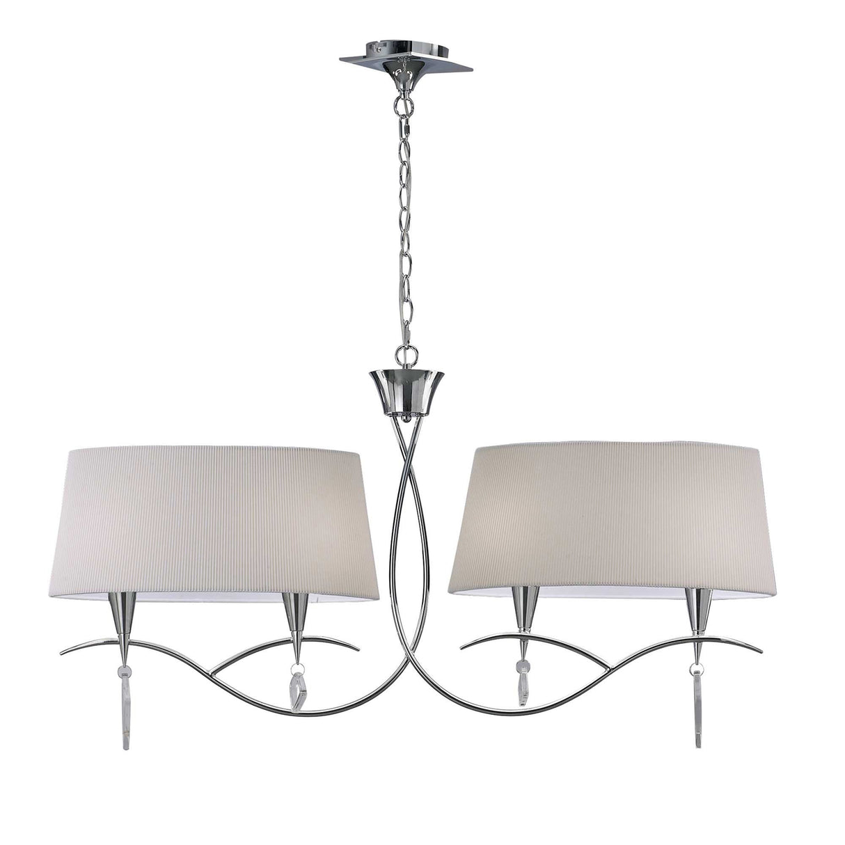 Mara 2 Arm 4 Light Chandelier - Polished Chrome With White Shades