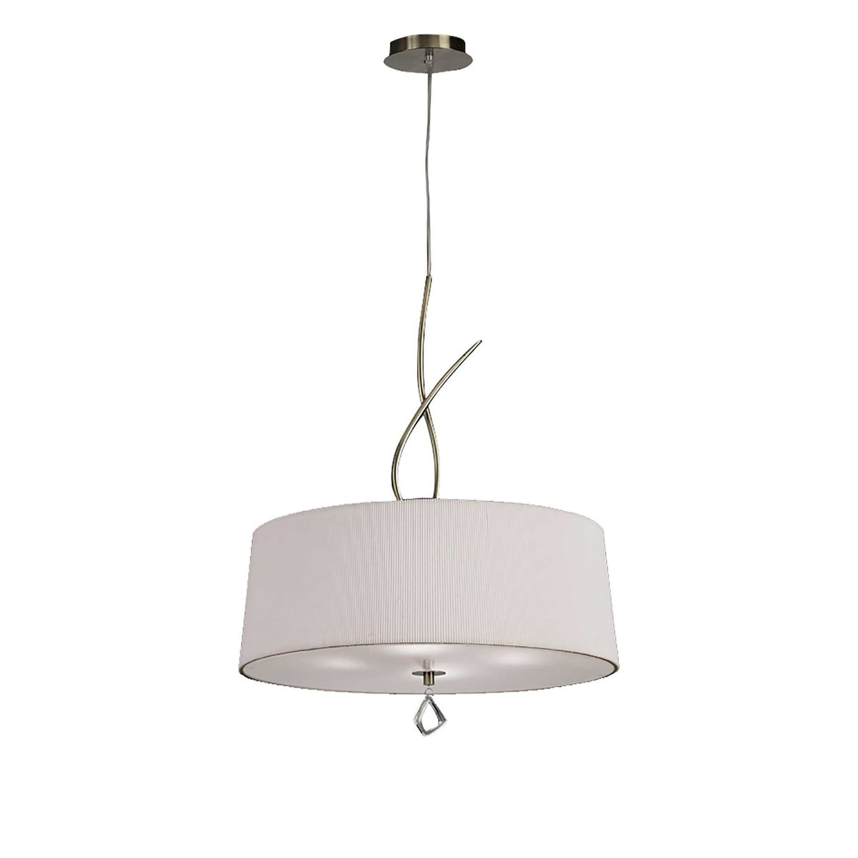 Mara 4 Light Pendant Light – Antique Brass With Ivory White Shade