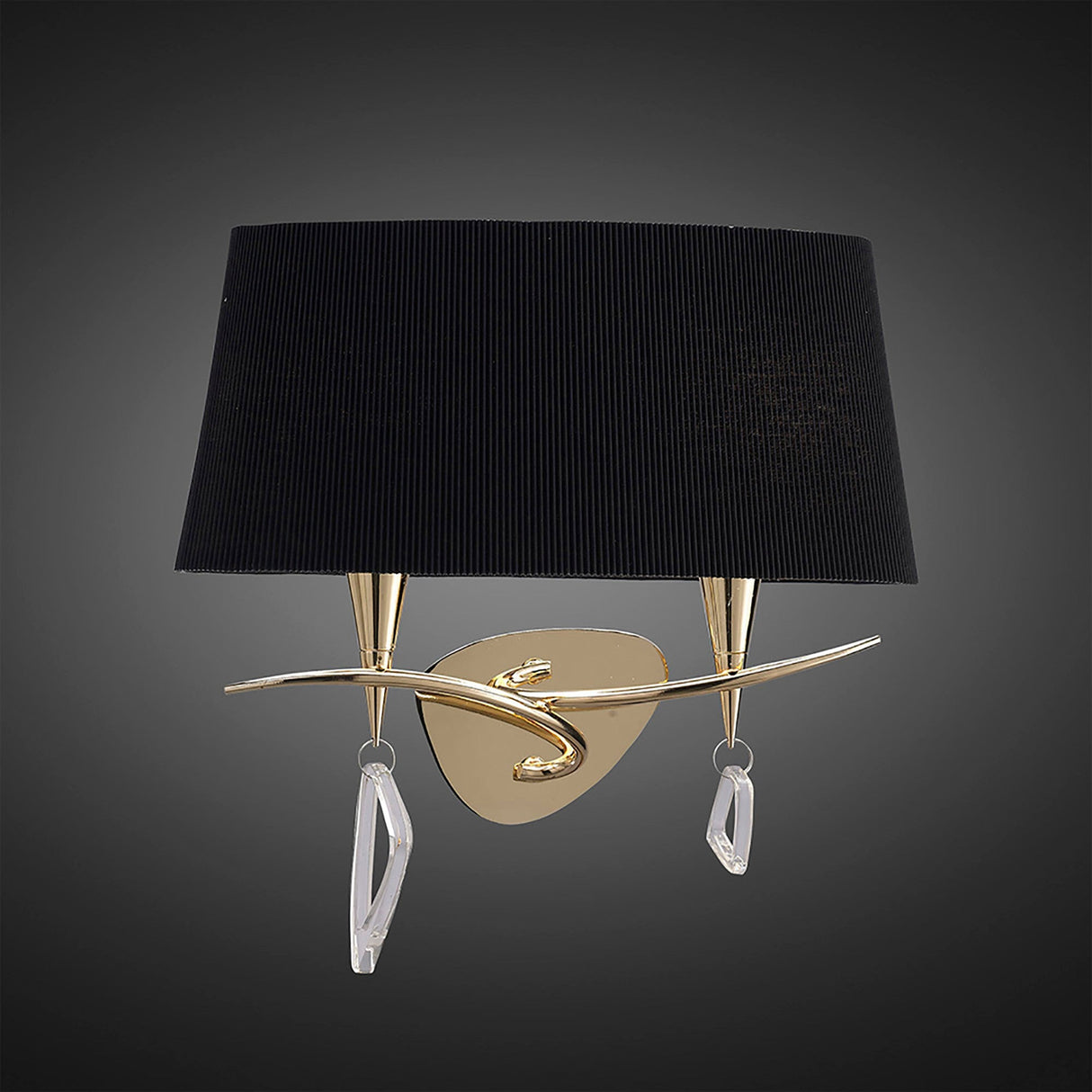 Mara 2 Light Wall Light With Switch - Gold With Black Shade