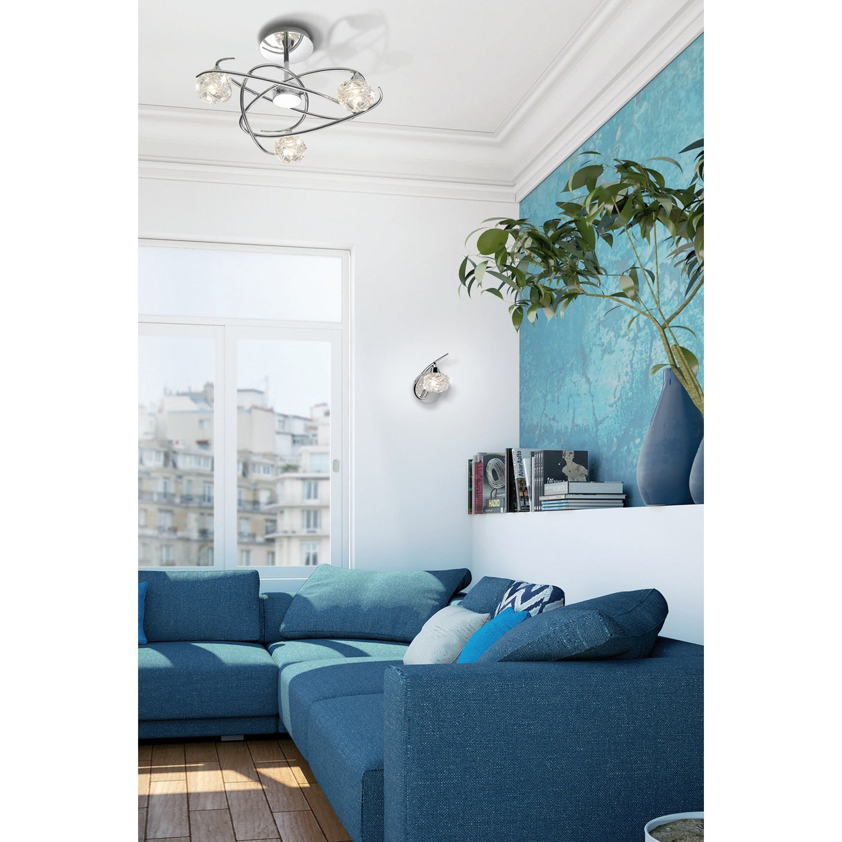 Maremagnum 3 Light Semi-Flush Ceiling Light – Polished Chrome