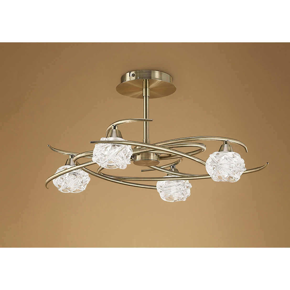 Maremagnum 4 Light Semi-Flush Ceiling Light – Antique Brass