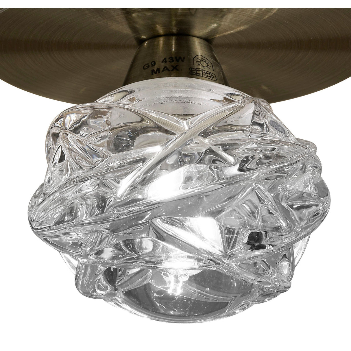 Maremagnum 1 Light Flush Ceiling Light - Antique Brass