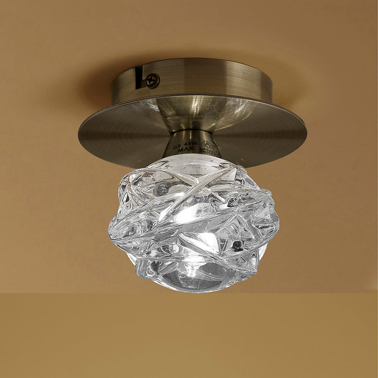 Maremagnum 1 Light Flush Ceiling Light - Antique Brass